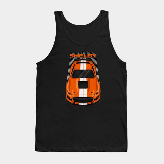 Ford Mustang Shelby GT500 2020-2021 - Twister Orange - White Stripes Tank Top by V8social